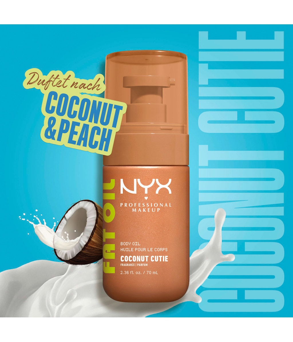 Масло для тела NYX Professional Makeup Fat Oil Coconut Cutie, с глянцевым сиянием, увлажнение 24 часа, 20 мл — фото 2