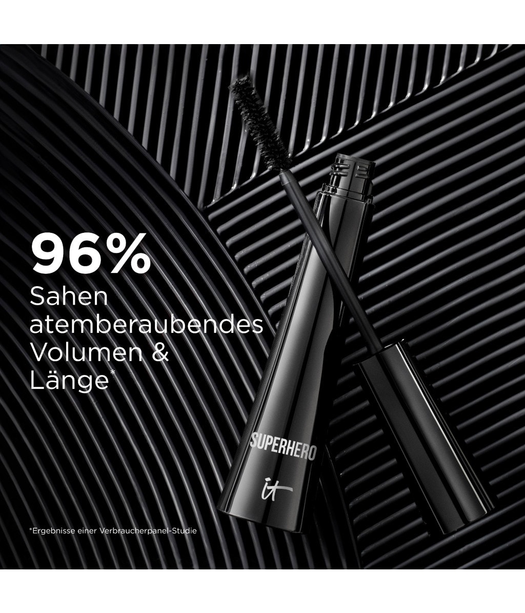 Тушь для ресниц IT Cosmetics Superhero с эффектом объёма, мини, оттенок Super Black, 5 мл — фото 6