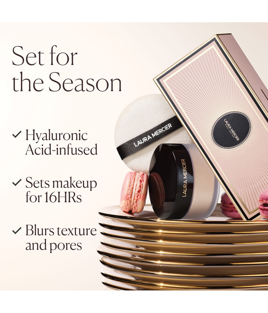 Набор для макияжа Laura Mercier Indulgent Icons Ultra-Blur Translucent Loose Setting Powder, пудра с пуховкой — фото 3