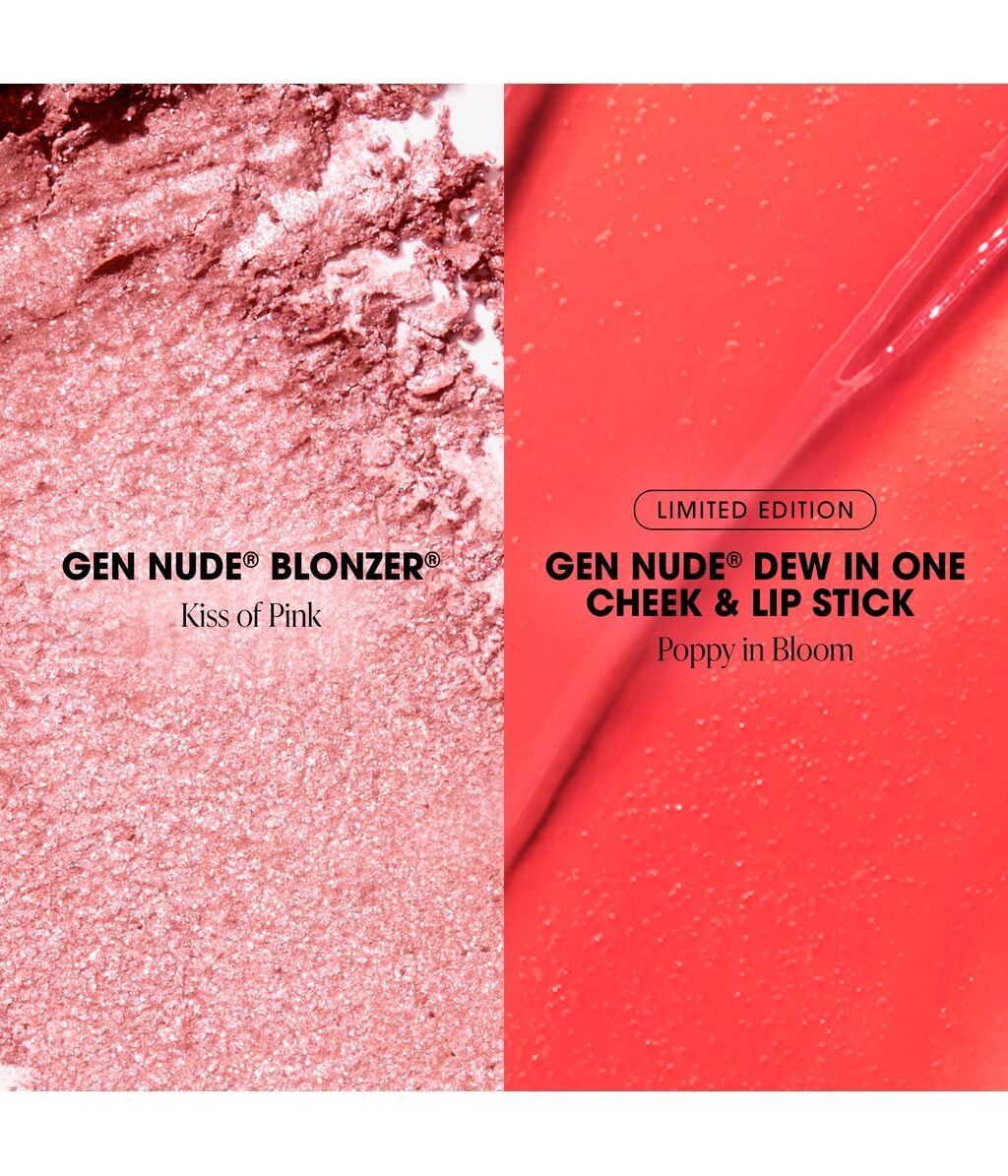 Набор для лица и губ bareMinerals Kiss of Color Gen Nude Cheek & Lip Duo, бронзер и стик для губ и щёк — фото 2