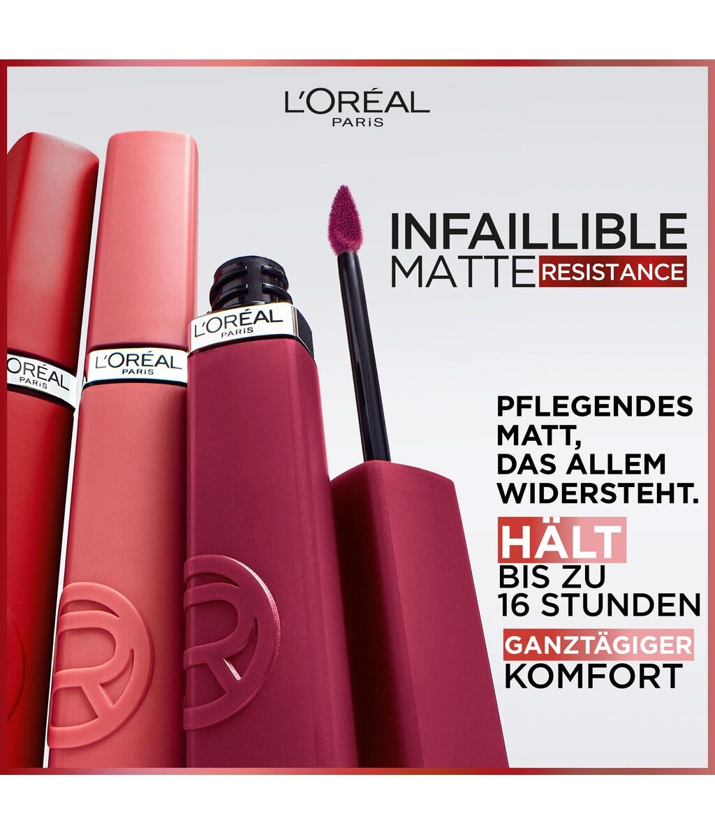 Жидкая помада L'Oreal Paris Infaillible Matte Resistance 16H матовая, стойкая, оттенок 240 Road Tripping, 5 мл — фото 6