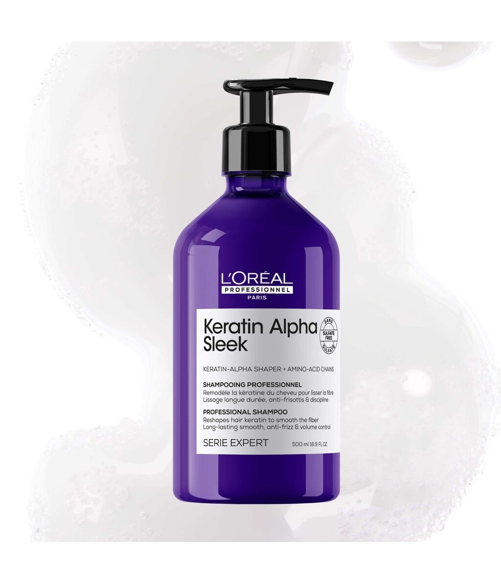 Шампунь L'Oreal Professionnel Keratin Alpha Sleek без сульфатов, против пушения, 500 мл — фото 2