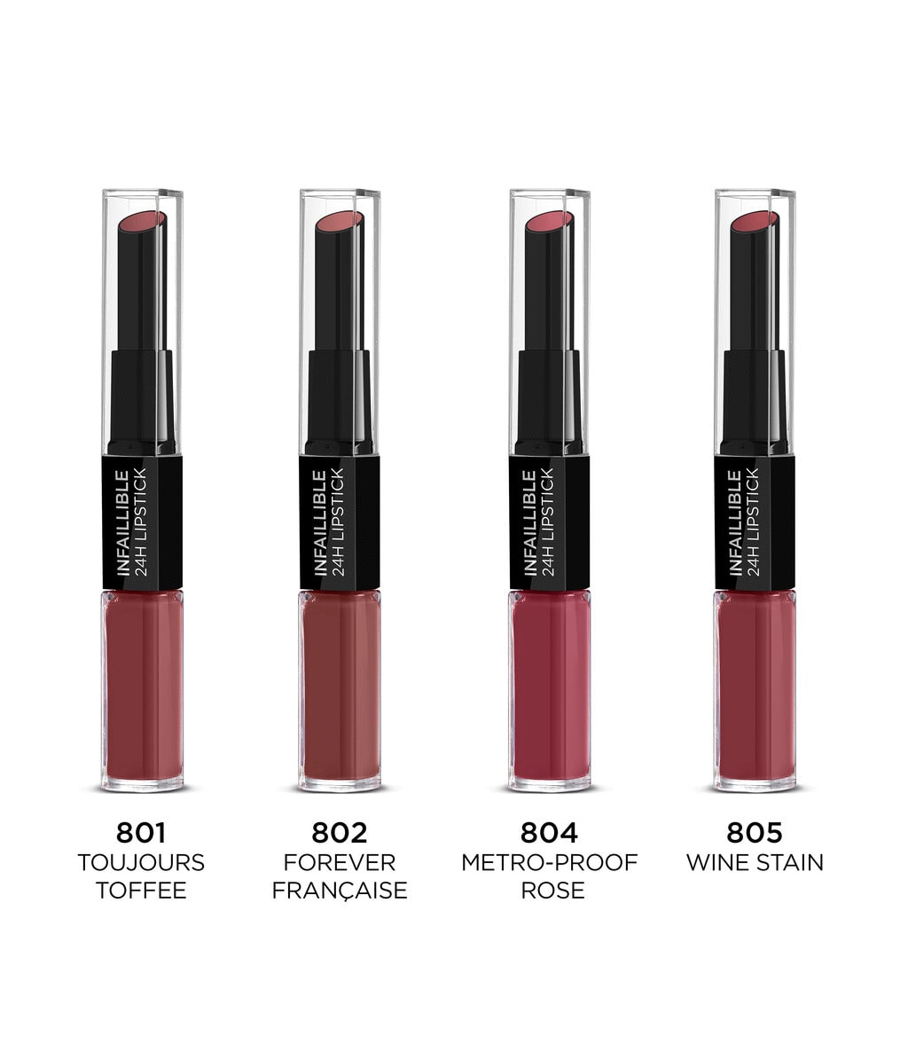 Помада L'Oreal Paris Infaillible 2-Step стойкая, с блеском, оттенок 216 Relentless Rose, 6 мл — фото 2