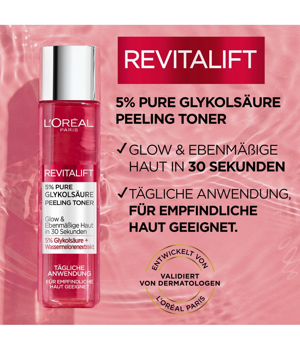 Пилинг-тоник для лица L'Oreal Paris Revitalift 5% Pure Glycolic Acid Peeling Toner, с гликолевой кислотой, 180 мл — фото 4