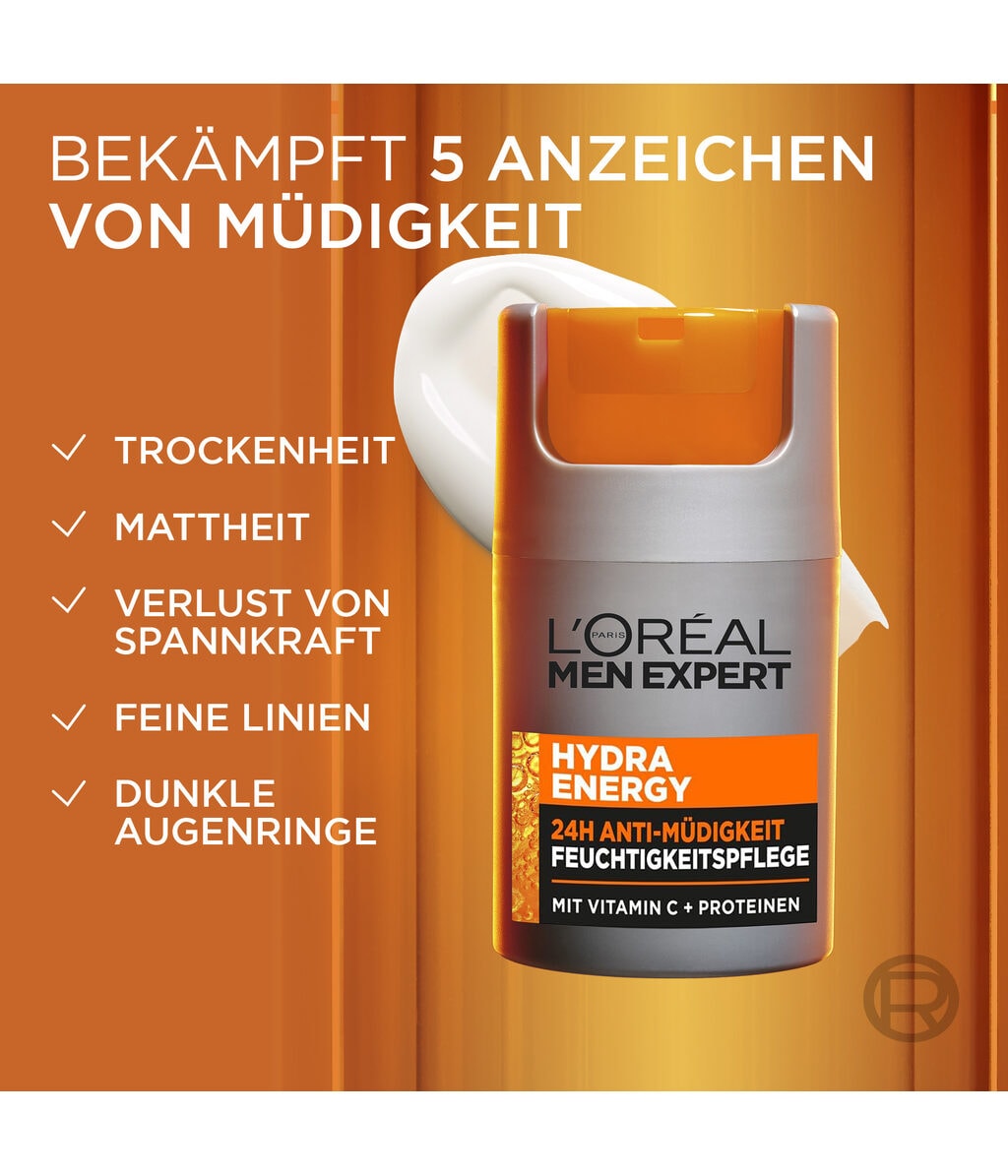 Крем для лица L'Oreal Men Expert Hydra Energy 24h увлажняющий, против усталости, для мужчин, 50 мл — фото 3
