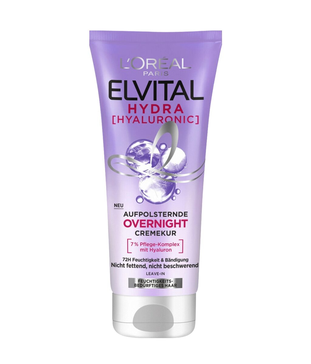 Ночная крем-маска для волос L'Oreal Paris Elvital Hydra Hyaluronic увлажняющая, против пушения, 200 мл