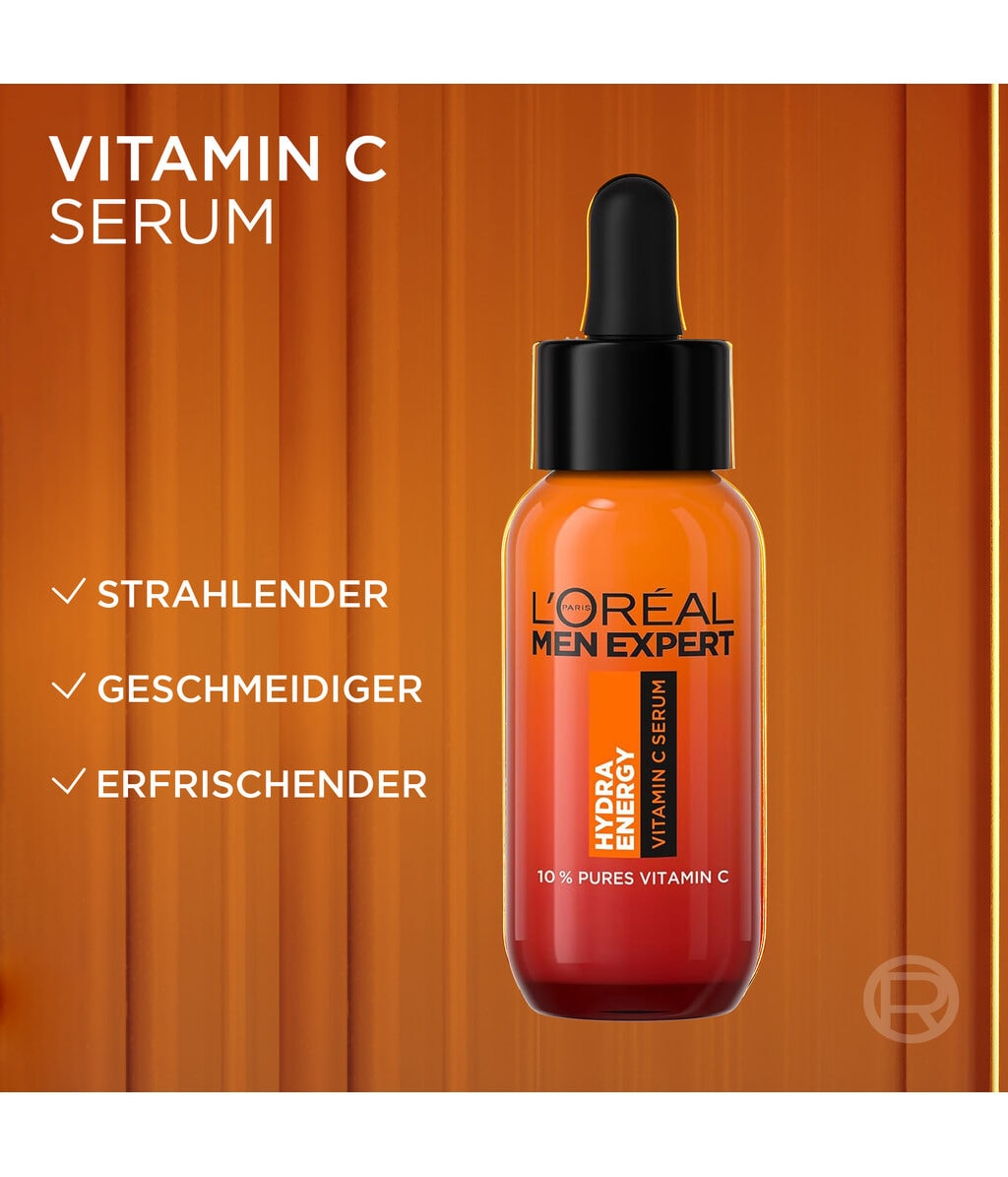 Сыворотка для лица L'Oreal Paris Men Expert Hydra Energy Vitamin C Serum, с 10% витамина C, для мужчин, 30 мл — фото 4