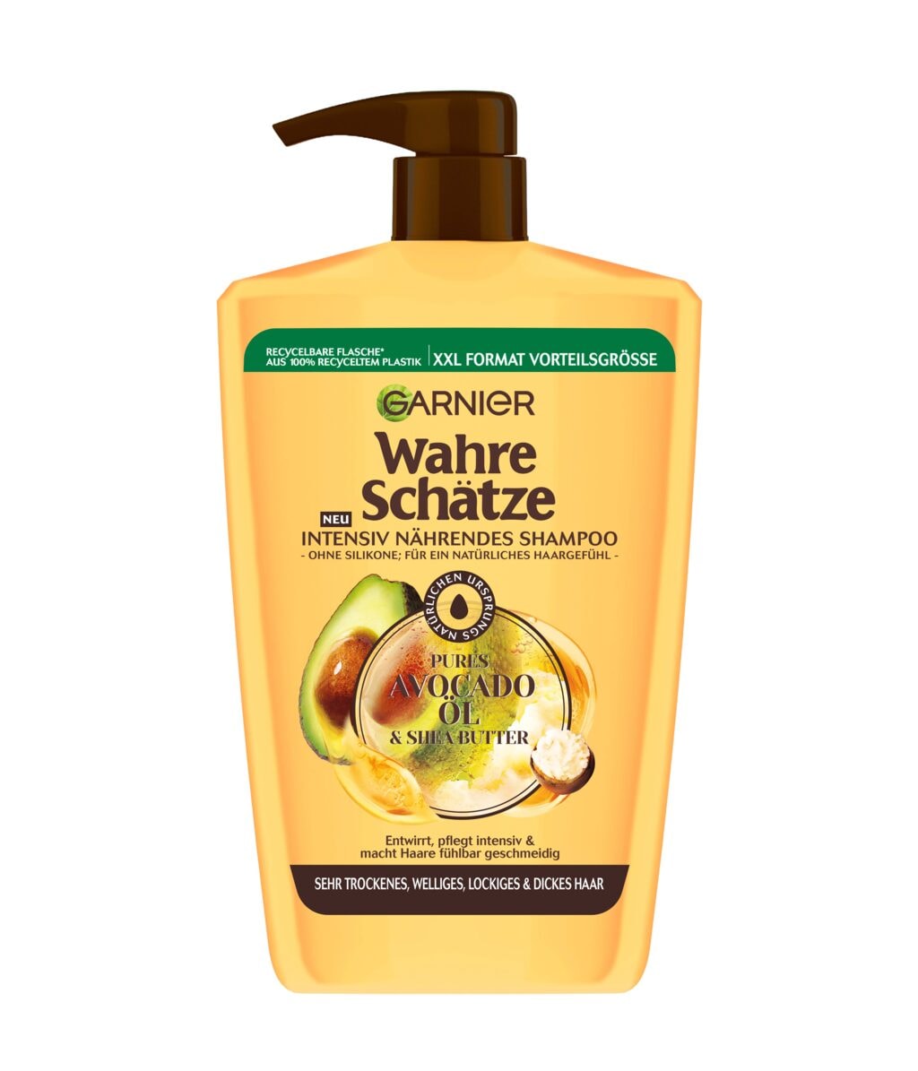 Шампунь Garnier True Treasures питательный, с маслом авокадо и ши, для сухих волос, 1000 мл