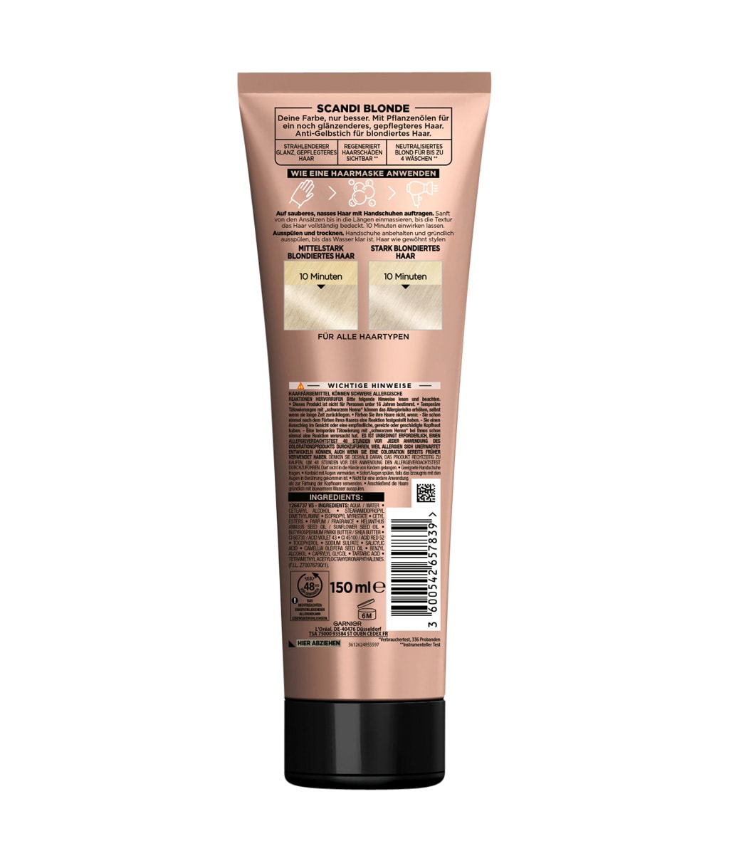 Тонирующая маска Garnier Olia Gloss Tinted Hair Mask для блеска, оттенок Scandi Blonde, 150 мл — фото 2