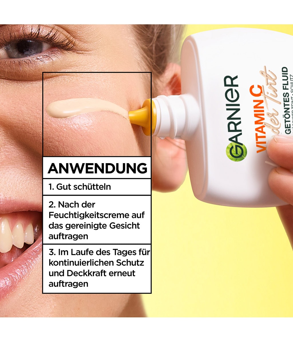 Тонирующий флюид для лица Garnier Vitamin C Wonder Tint All-In-1 с витамином C, SPF 50+, оттенок Light, 40 мл — фото 4