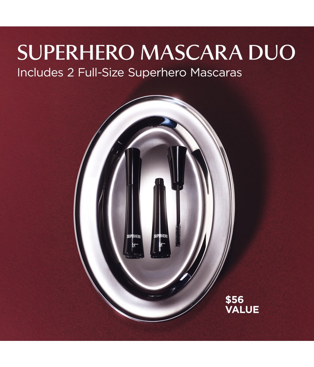 Набор туши для ресниц IT Cosmetics Superhero Mascara Duo с эффектом объёма, оттенок Super Black, 18 мл — фото 5