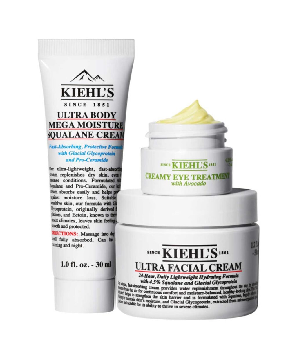 Набор Kiehl's Ultra Facial Head To Toe Hydration Set увлажняющий: крем для лица, крем для тела и крем для кожи вокруг глаз