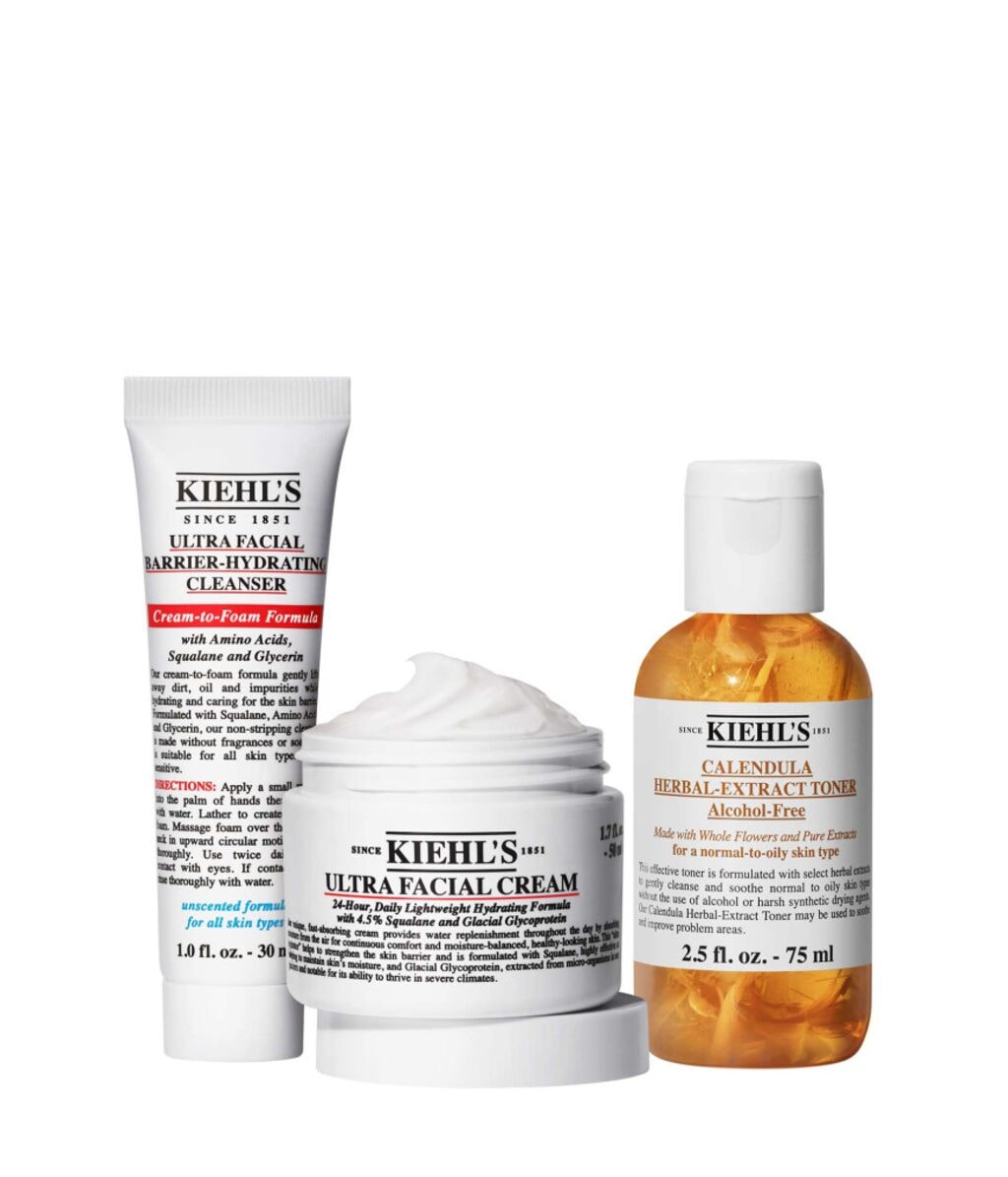 Набор для лица Kiehl's Ultra Facial Cleanse Tone Hydrate Set, очищающее средство, тоник и крем, 1 набор