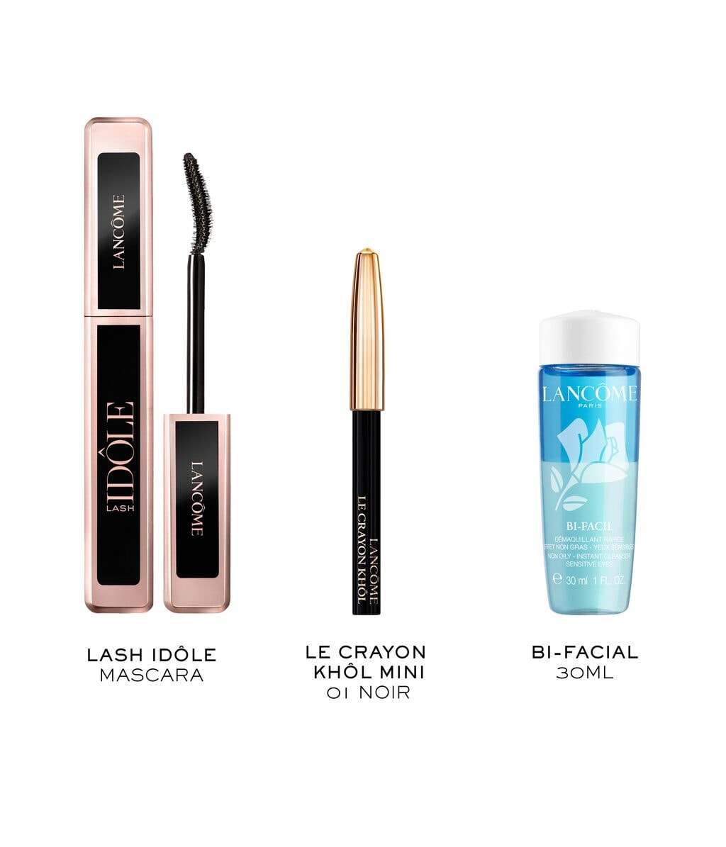 Набор для макияжа глаз Lancome Lash Idole: тушь, мини-кайал и Bi-Facil 30 мл, оттенок 01 Glossy Black — фото 3