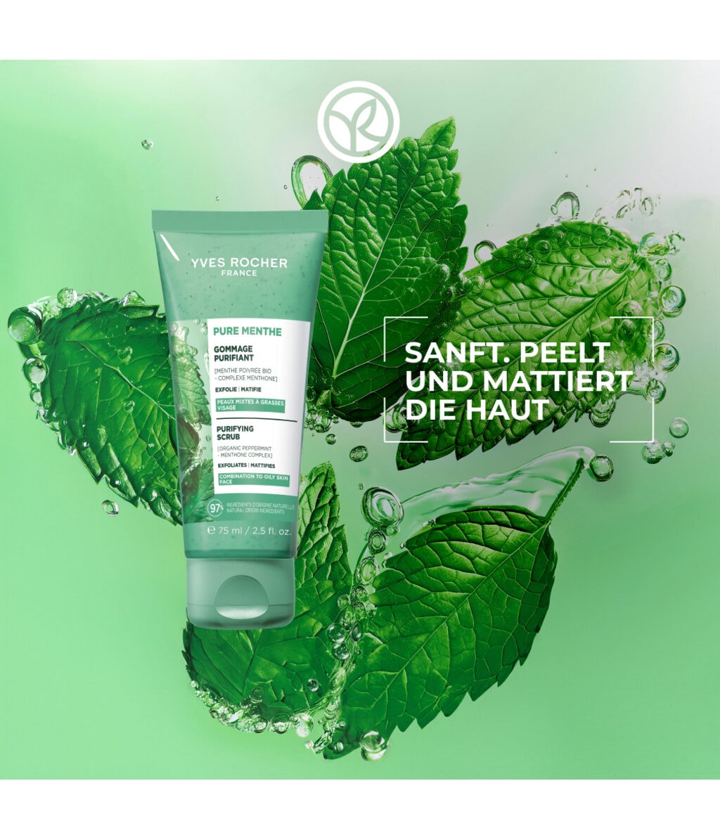 Пилинг для лица Yves Rocher Pure Menthe, с мятой, для комбинированной и жирной кожи, 75 мл — фото 2
