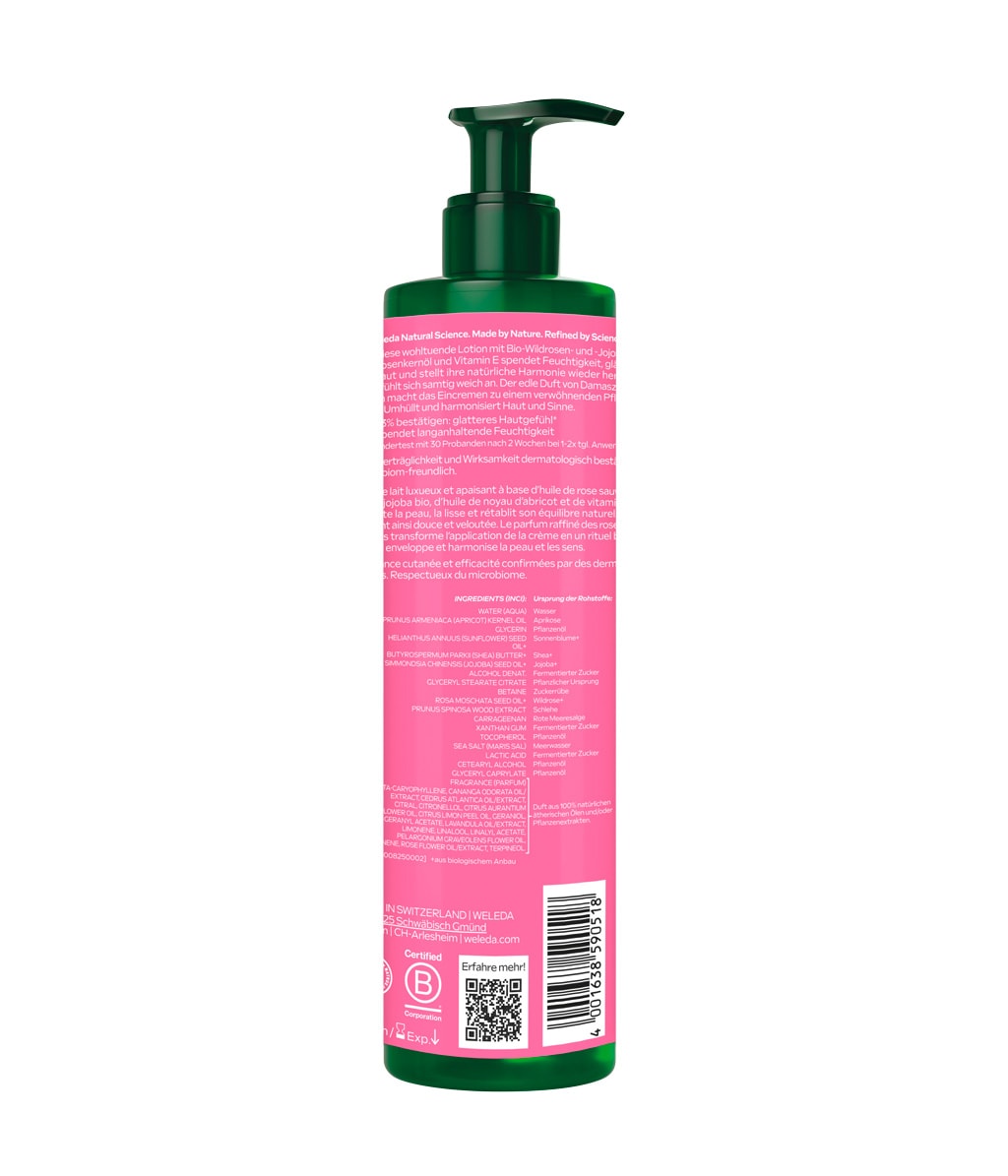 Лосьон для тела Weleda Wild Rose Smoothing Body Lotion, разглаживающий, увлажнение 24 часа, 250 мл — фото 2