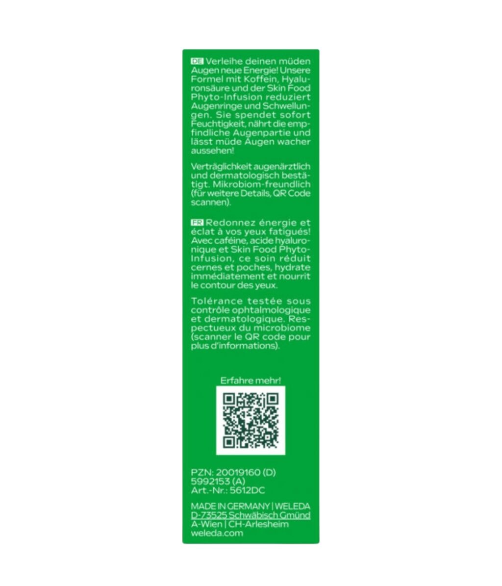 Крем для кожи вокруг глаз Weleda Skin Food Super Eye Cream, с кофеином и гиалуроновой кислотой, 12 мл — фото 2