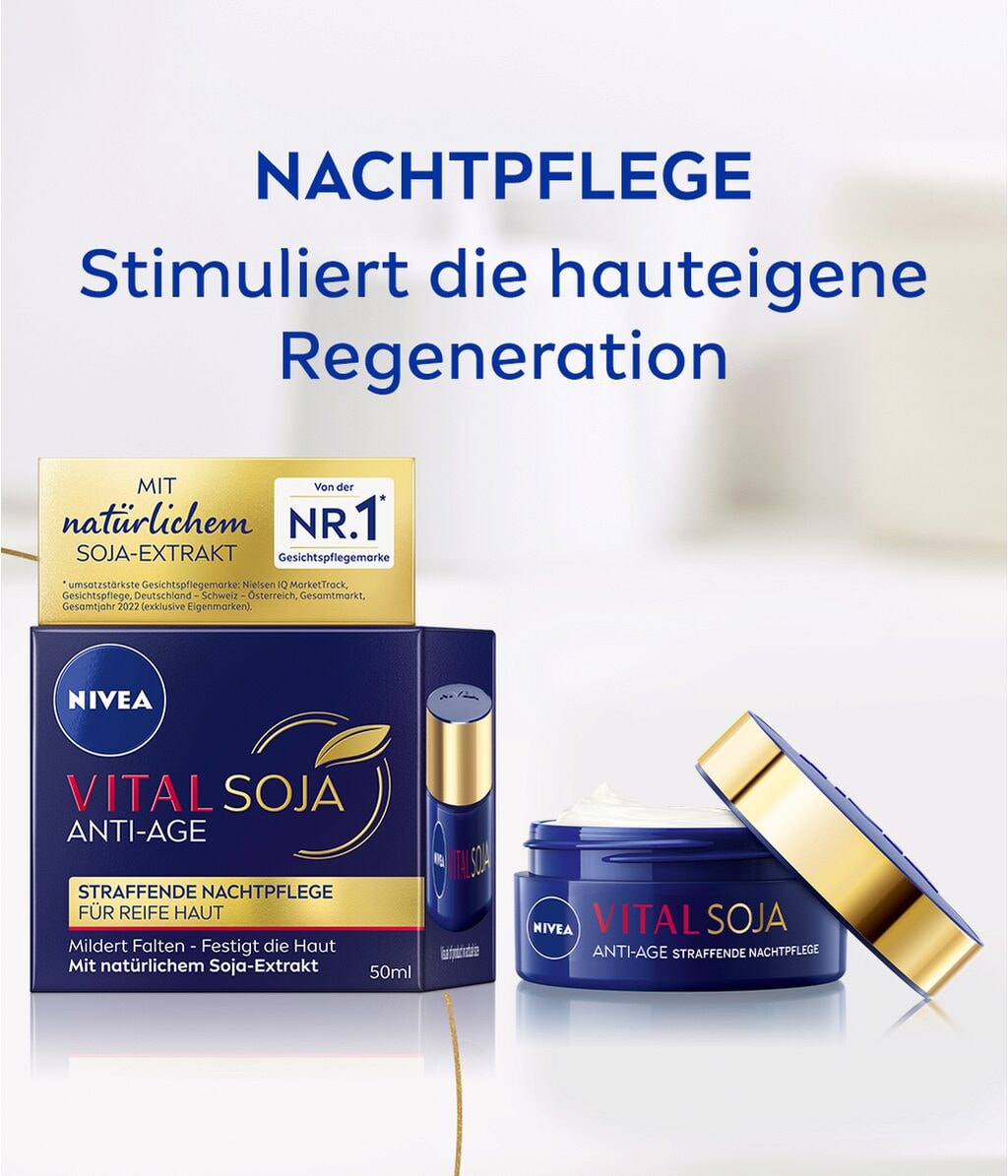 Ночной крем для лица Nivea Vital Soya Anti-Age укрепляющий, с экстрактом сои, для зрелой кожи, 50 мл — фото 4