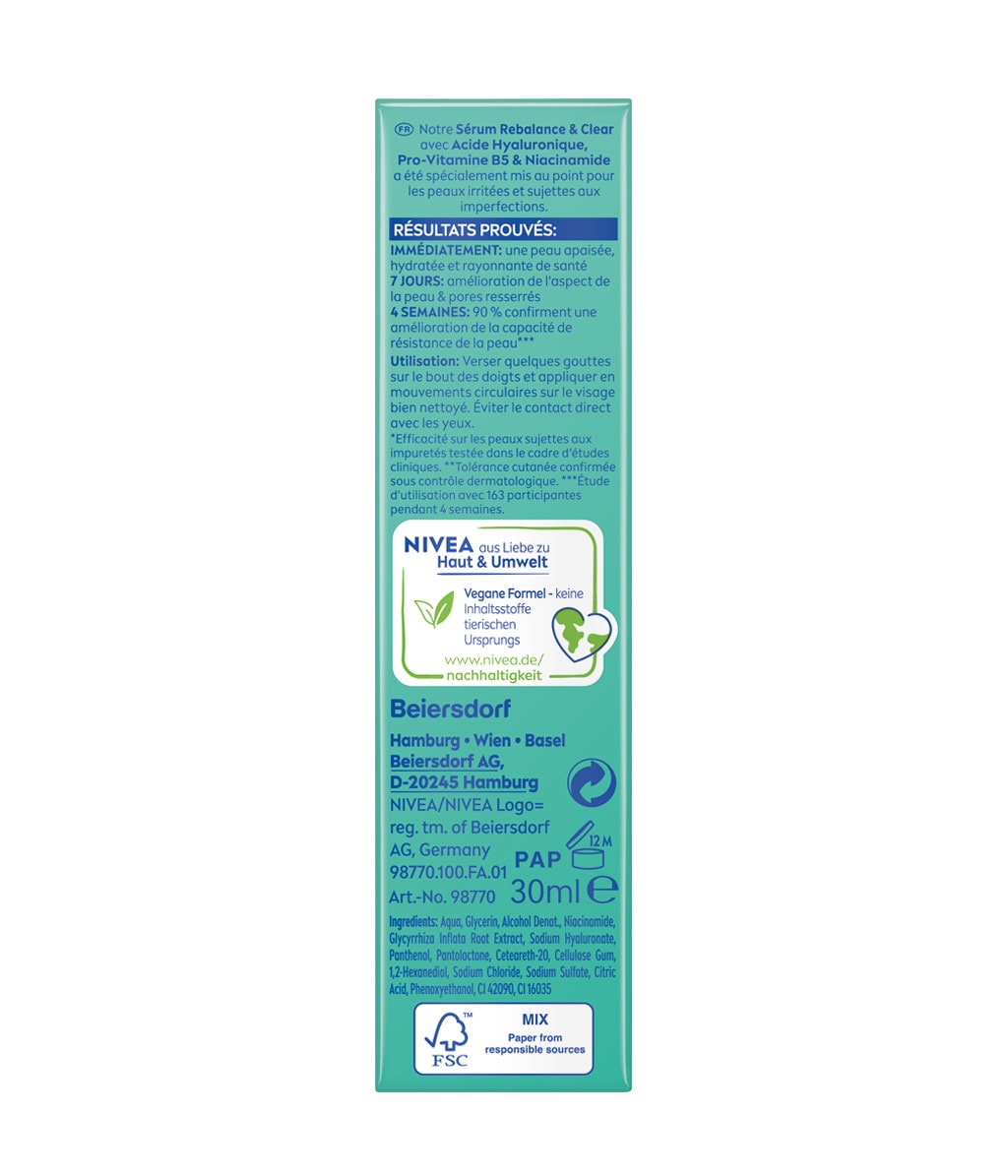 Сыворотка для лица Nivea Derma Skin Clear Regenerate & Clear Serum, с ниацинамидом, успокаивающая, 30 мл — фото 6
