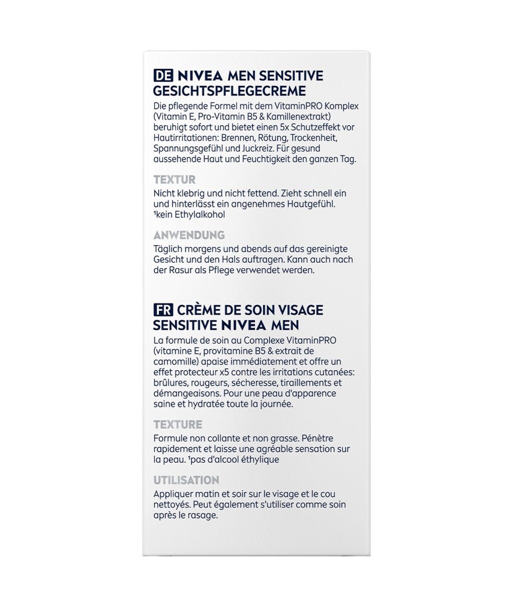 Мужской крем для лица Nivea Men Sensitive увлажняющий, успокаивающий, для чувствительной кожи, 75 мл — фото 2