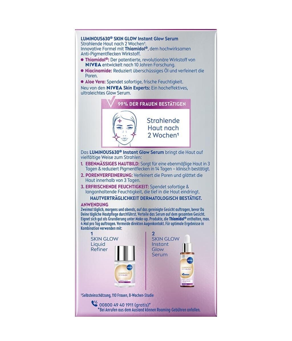Сыворотка для лица Nivea Luminous630 Even Glow Serum, для сияния, выравнивает тон, 15 мл — фото 2