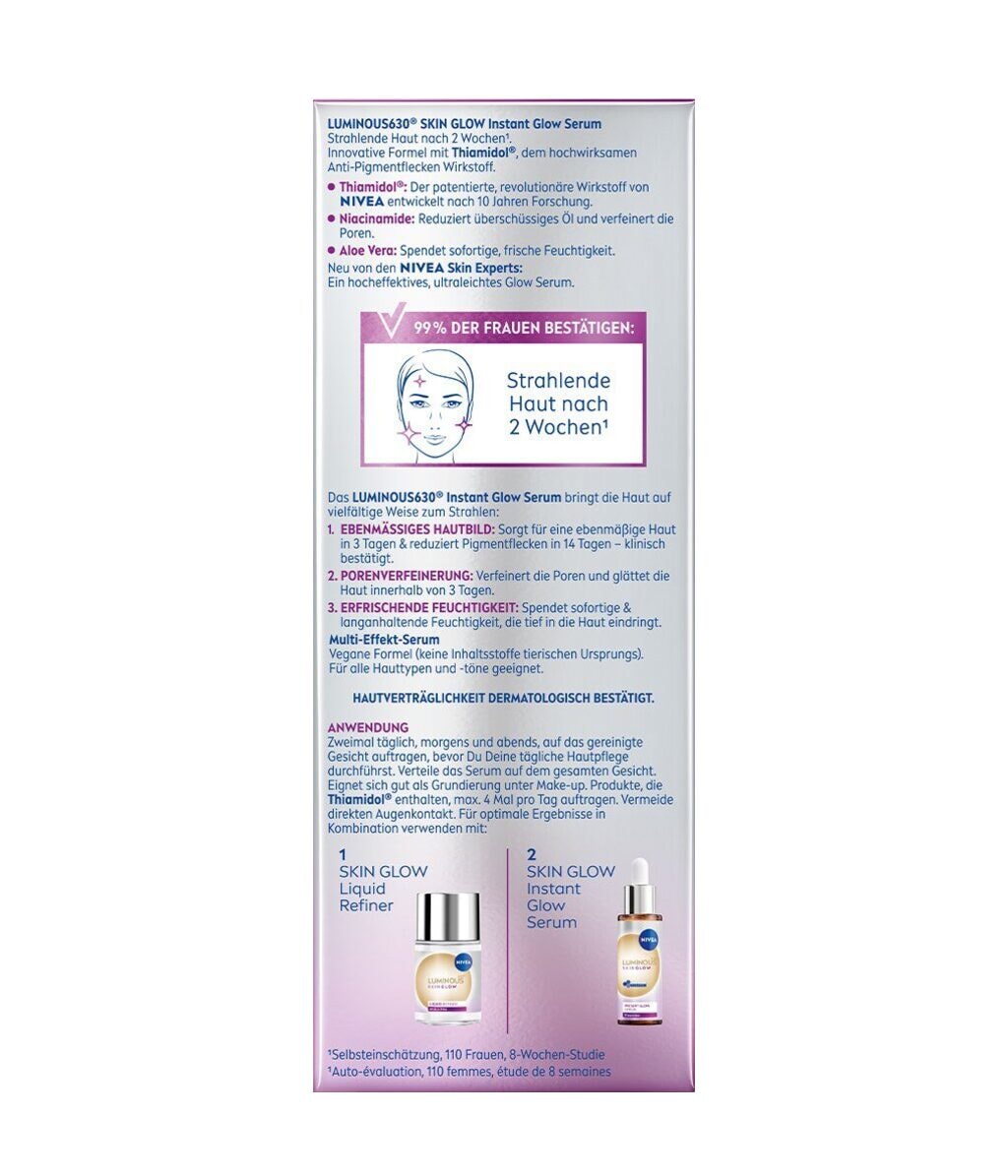 Сыворотка для лица Nivea Luminous630 Even Glow Serum, для сияния, выравнивает тон, 30 мл — фото 2