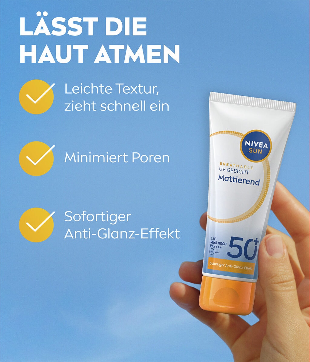 Солнцезащитный крем для лица Nivea Sun Breathable UV матирующий, SPF 50+, 40 мл — фото 4