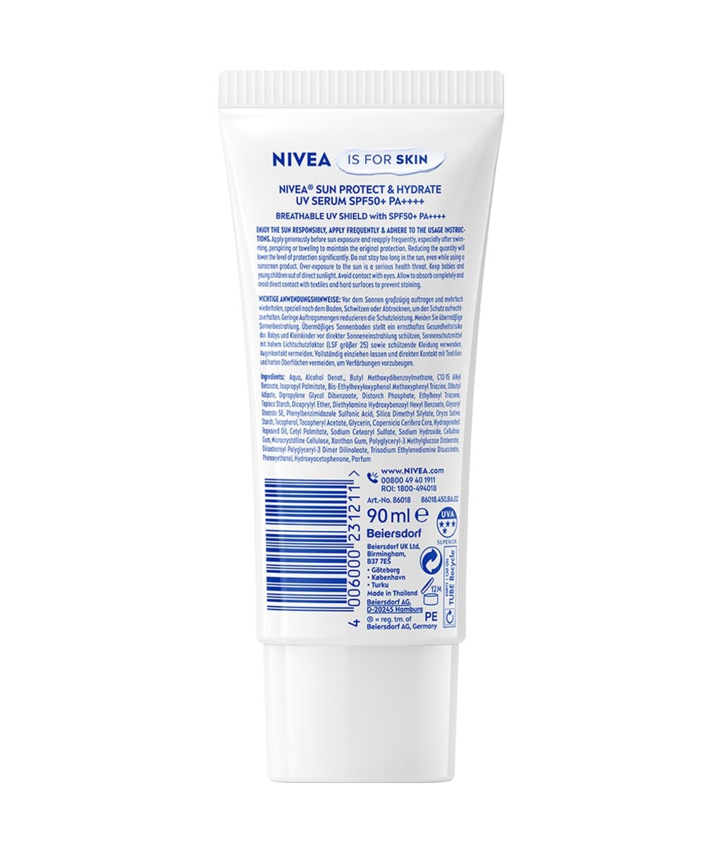 Солнцезащитная сыворотка для лица Nivea Sun Protect & Light Feel Serum, SPF 50+, для чувствительной кожи, 90 мл — фото 2