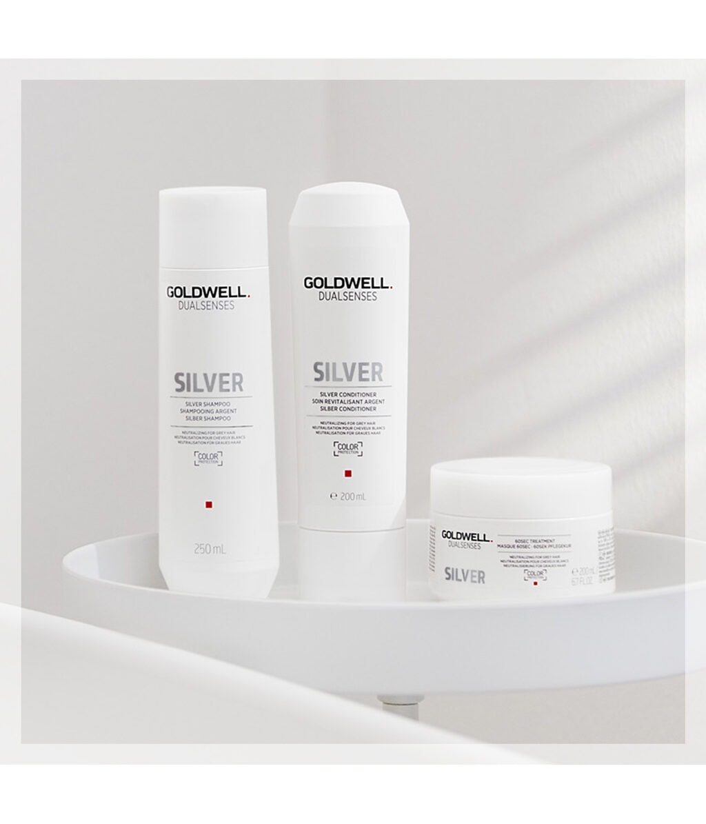 Оттеночный шампунь Goldwell Dualsenses Silver против желтизны, для седых волос и холодного блонда, 250 мл — фото 4