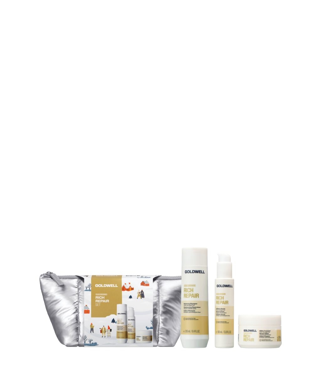 Набор: шампунь, уход и сыворотка Goldwell Dualsenses Rich Repair для повреждённых волос