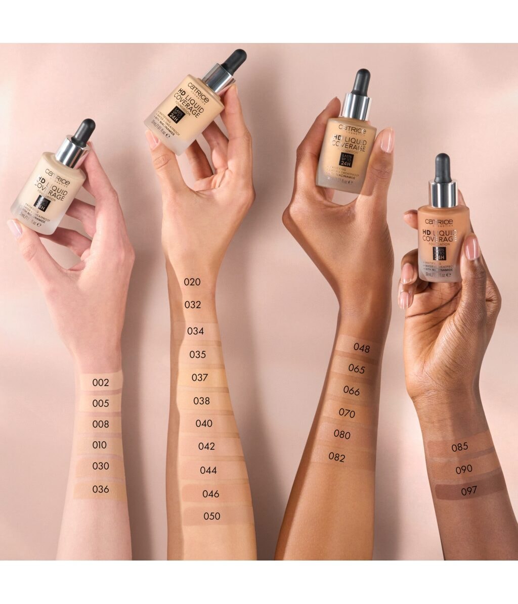 Тональная основа Catrice HD Liquid Coverage Foundation матовая, оттенок 008 Fair Beige, 30 мл — фото 4