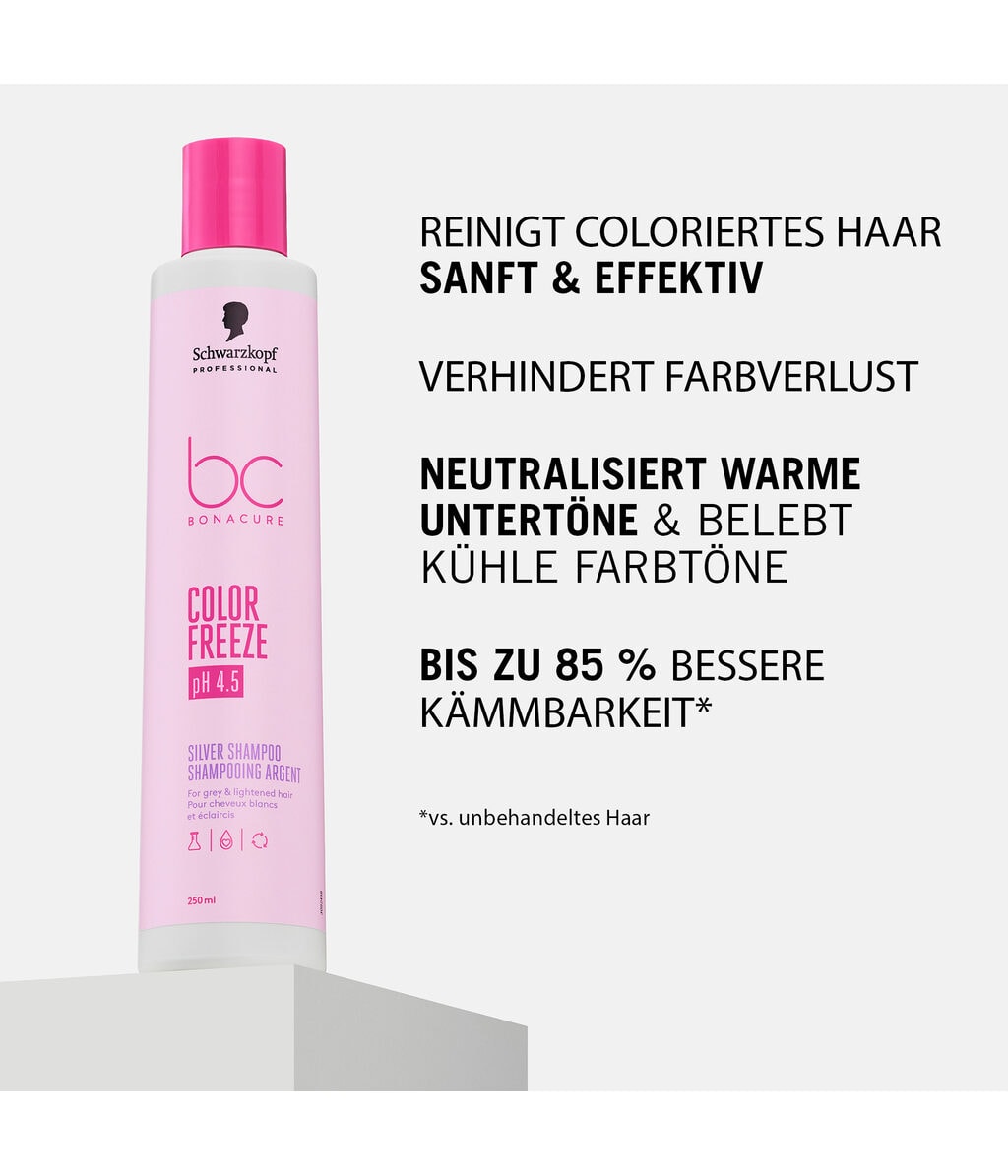 Оттеночный шампунь Schwarzkopf Professional BC Bonacure Color Freeze Silver против желтизны, для седых волос, 250 мл — фото 2