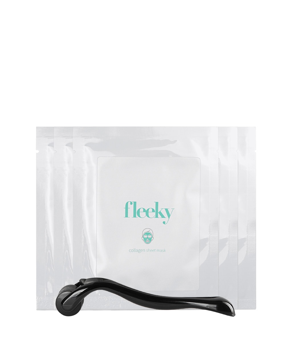 Набор Fleeky Collagen Sheet Mask + Roller, тканевые маски с коллагеном и роллер, 5 шт