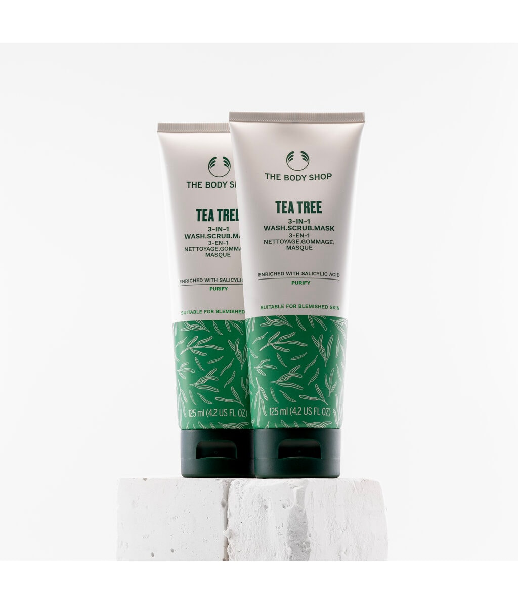 Средство 3 в 1 для лица The Body Shop Tea Tree Wash Scrub Mask, с глиной, для кожи с несовершенствами, 125 мл — фото 2