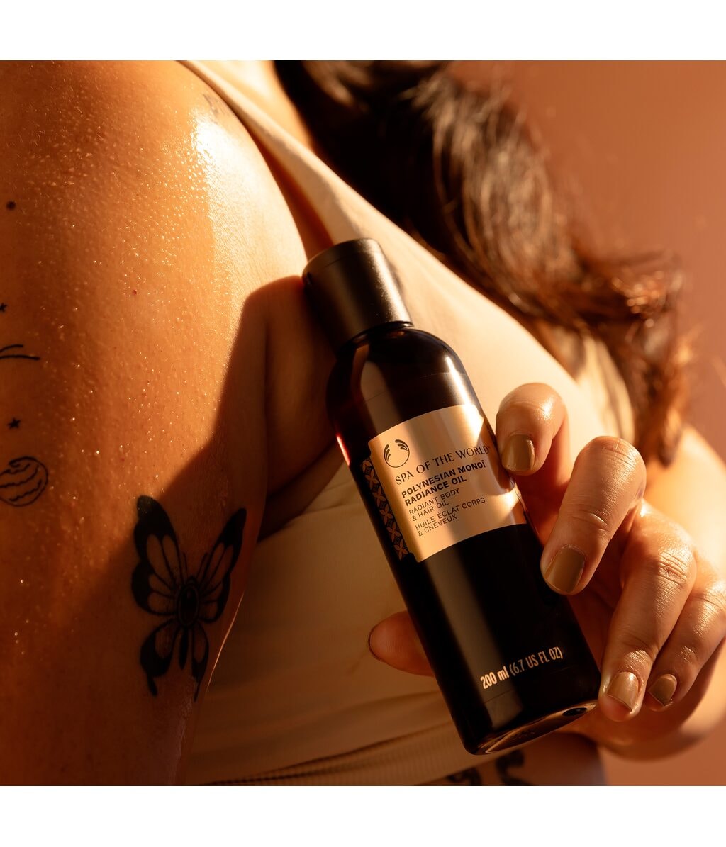 Масло для тела и волос The Body Shop Spa Of The World Polynesian Monoi Radiance Oil, придаёт сияние, 200 мл — фото 4