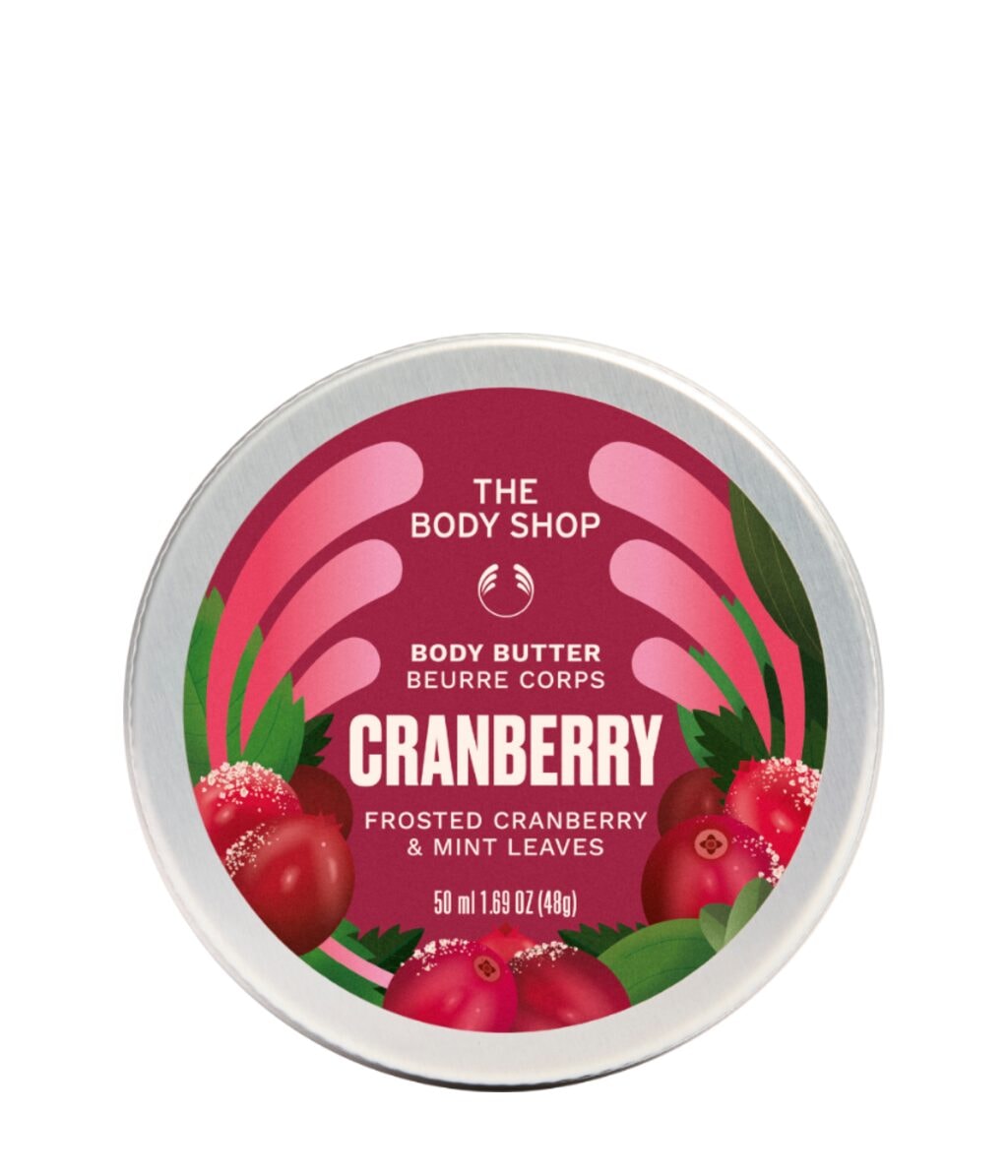 Баттер для тела The Body Shop Cranberry & Mint, увлажнение 96 часов, для сухой кожи, 50 мл