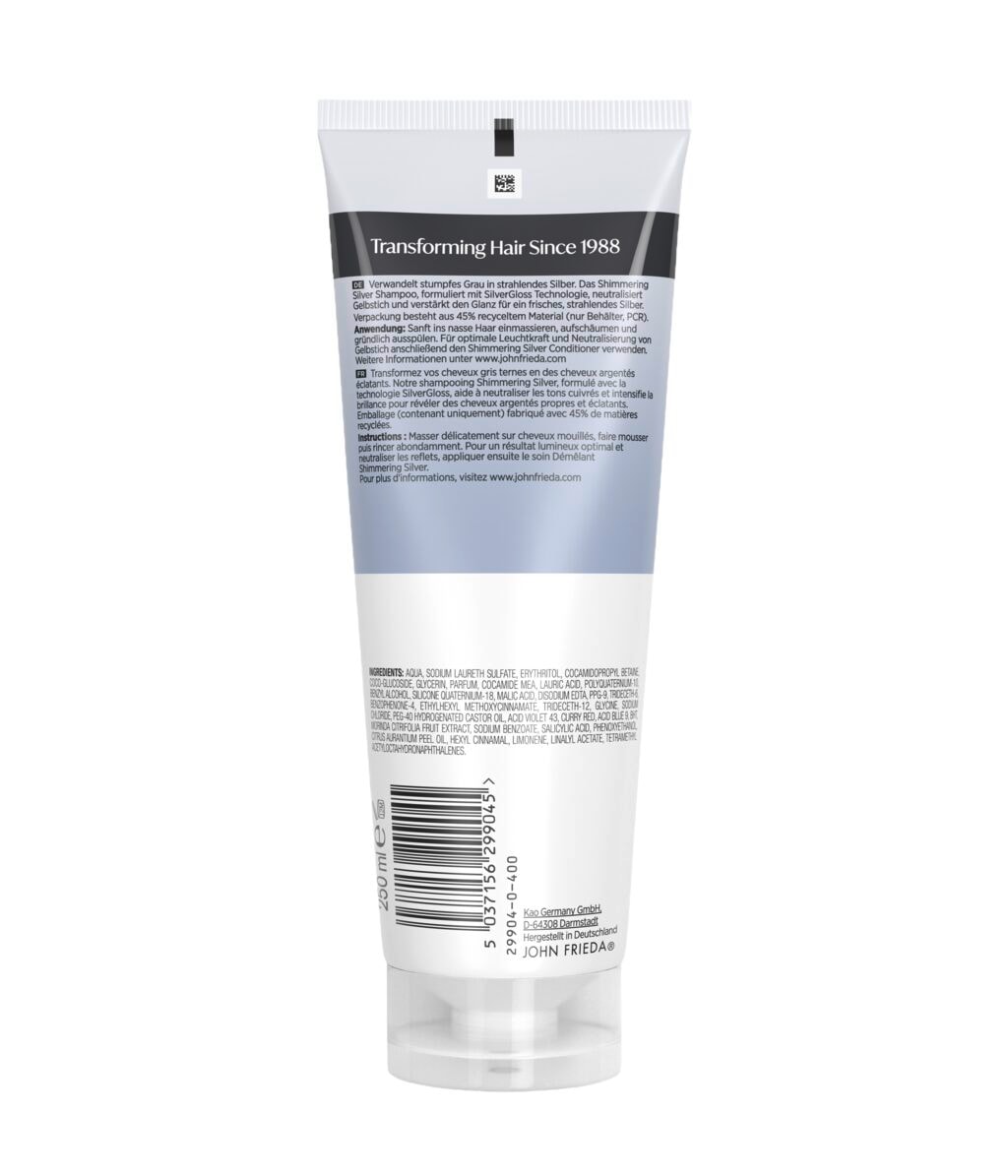 Оттеночный шампунь John Frieda Shimmering Silver против желтизны, для седых волос, 250 мл — фото 2