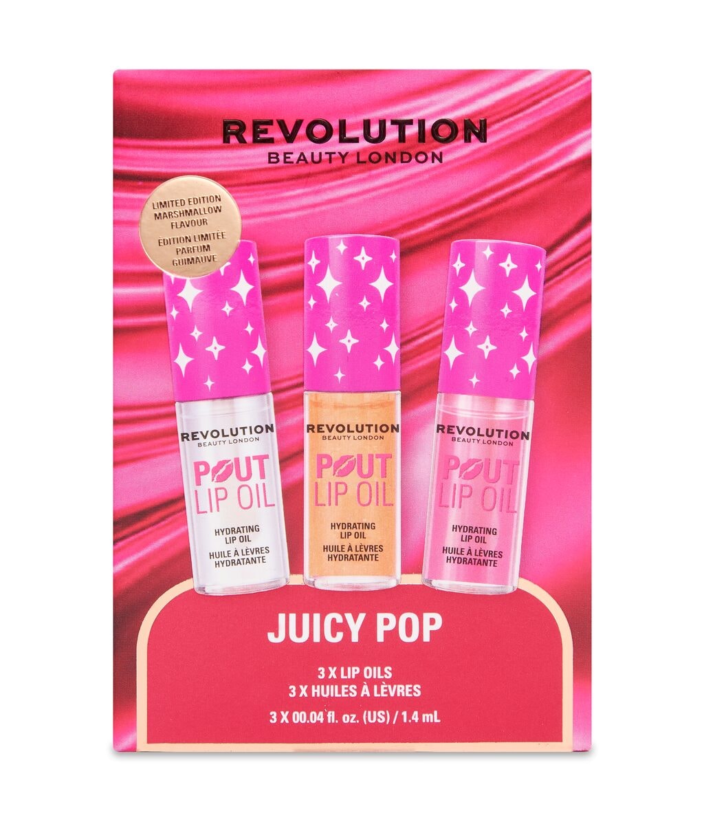 Набор для губ Revolution Juicy Pop Lip Trio, 3 масла для губ