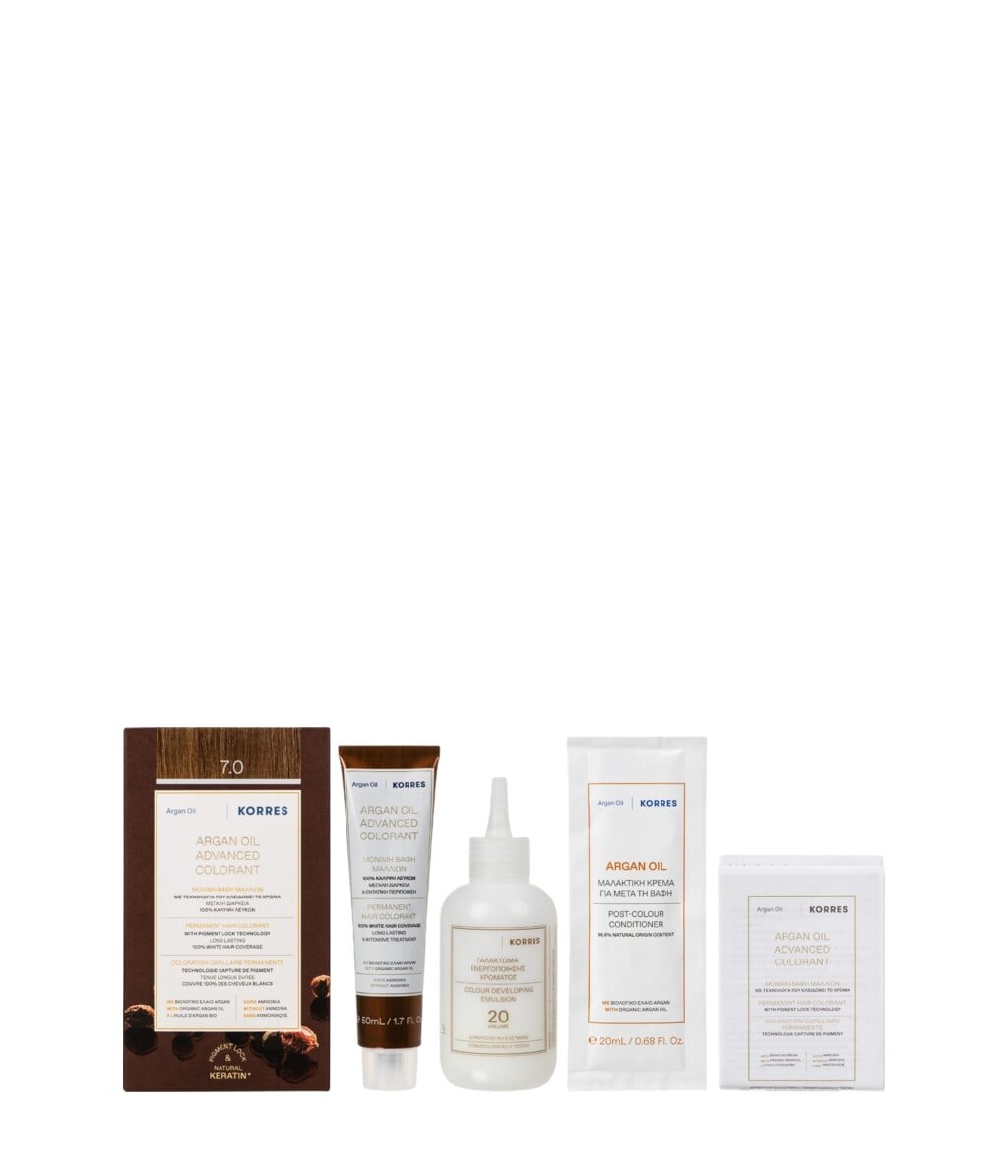 Безаммиачная краска для волос Korres Argan Oil Advanced Colorant, с аргановым маслом, оттенок 7.0 — фото 2