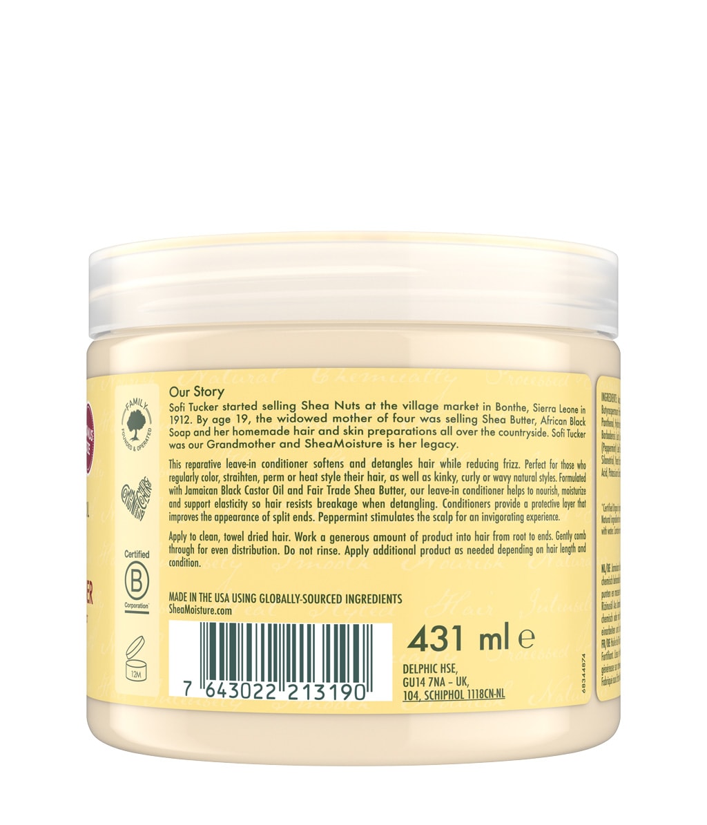 Несмываемый кондиционер Shea Moisture Jamaican Black Castor Oil укрепляющий, восстанавливающий, 431 мл — фото 3