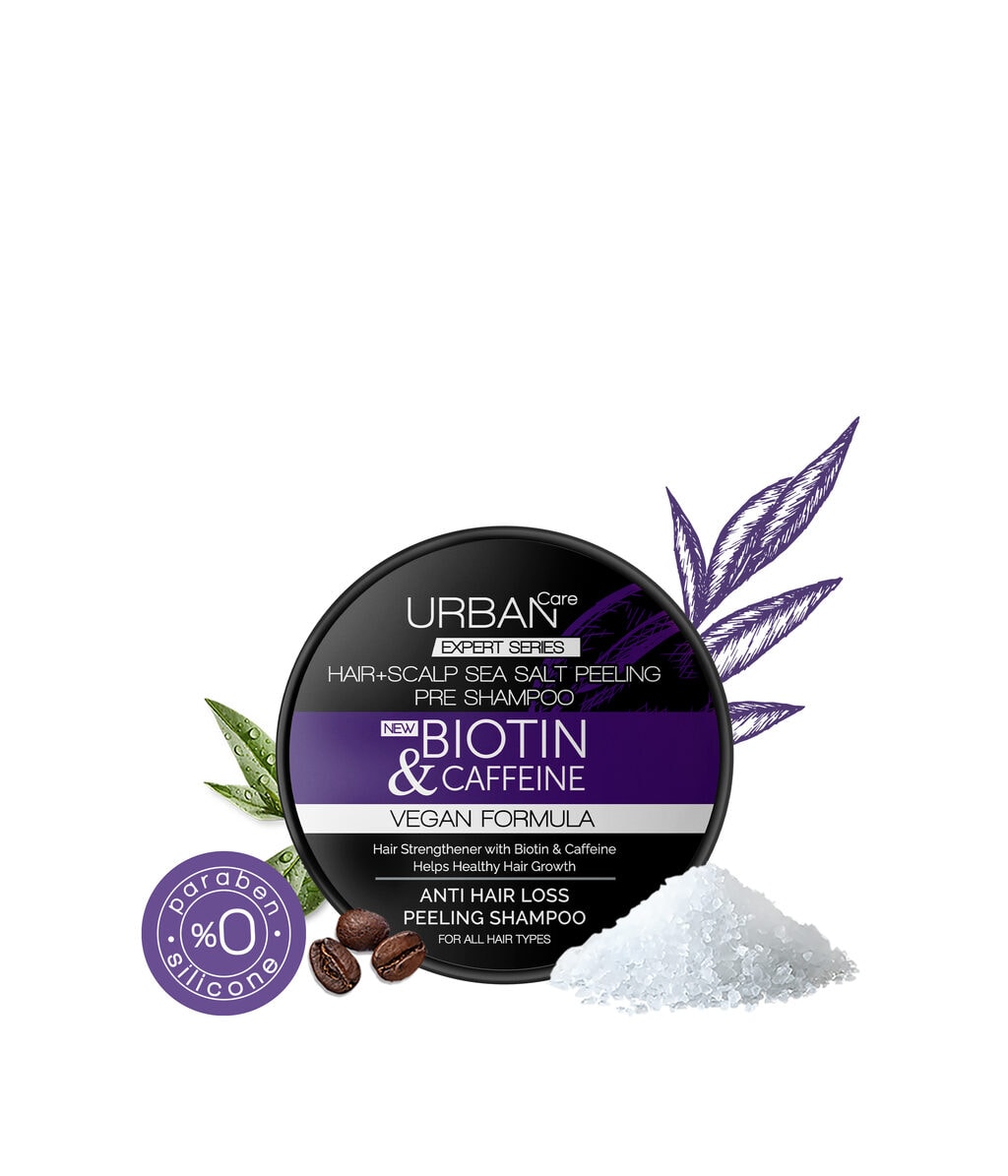 Шампунь-пилинг Urban Care Expert Biotin & Caffein Sea Salt с морской солью, против выпадения волос, 200 мл — фото 2