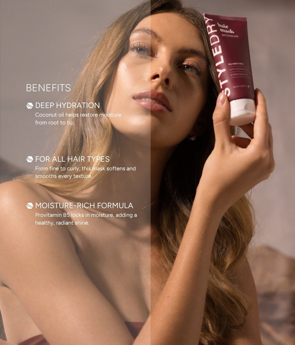 Маска для волос Styledry Watermelon Moisture & Shine увлажняющая, для сухих и повреждённых волос, 100 мл — фото 5