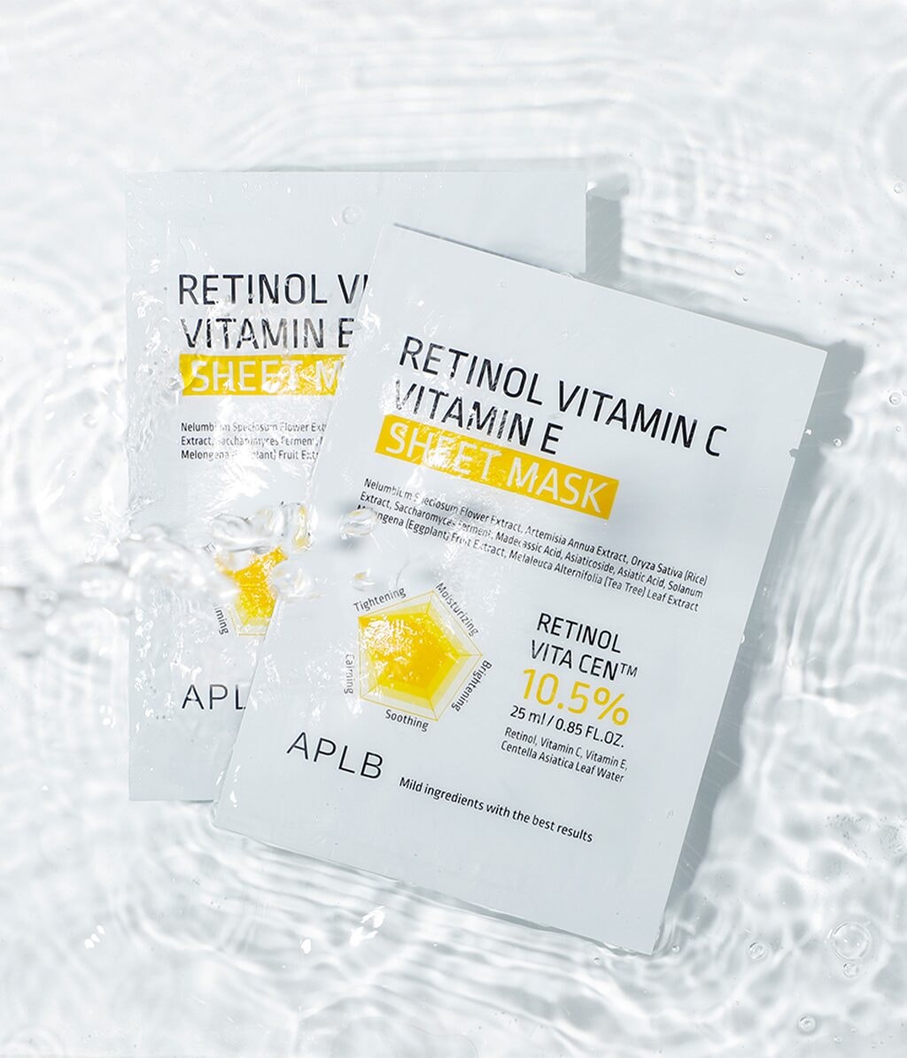 Тканевая маска для лица APLB Retinol Vitamin C Vitamin E Sheet Mask восстанавливающая, для сухой и зрелой кожи, 10 шт — фото 4
