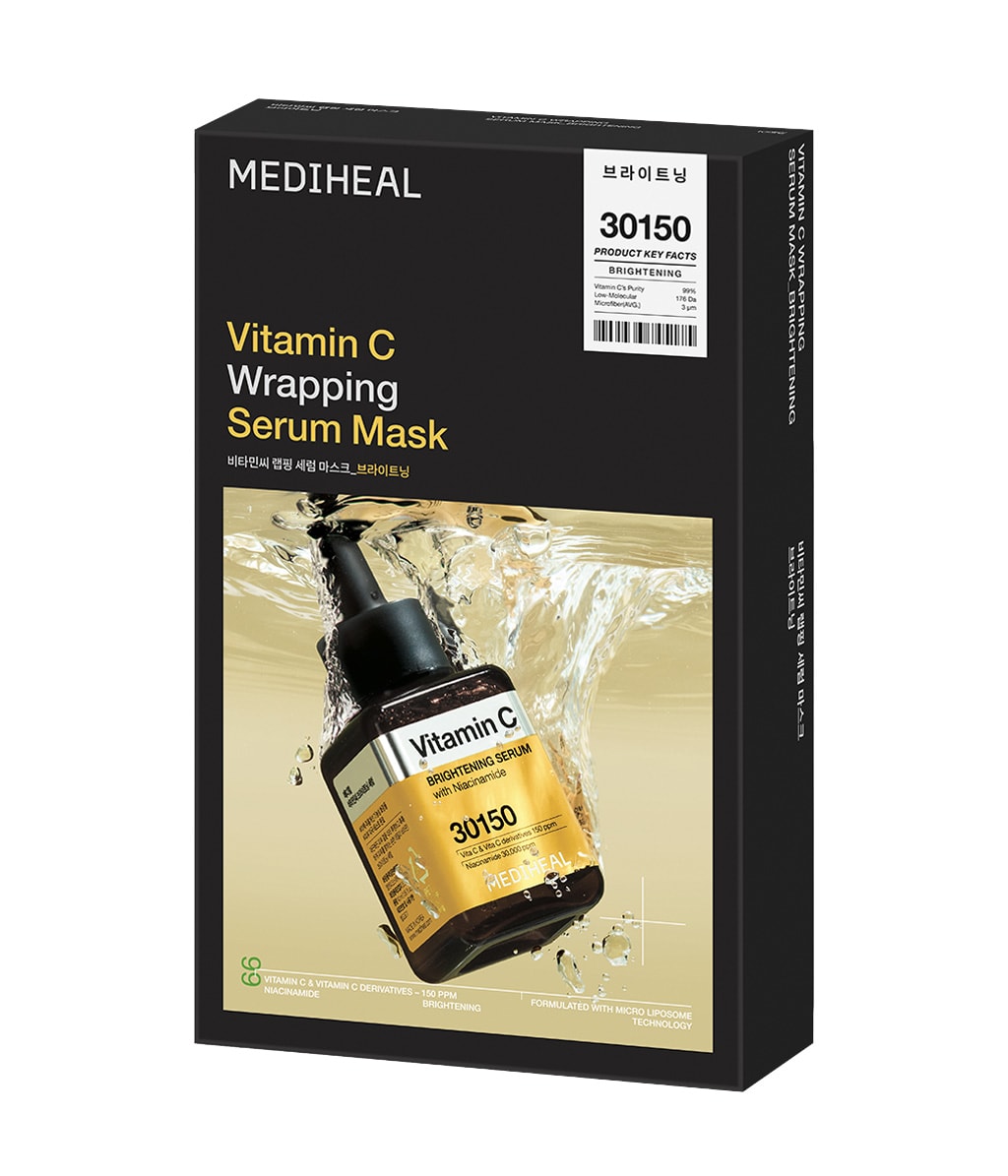 Тканевые маски для лица Mediheal Vitamin C Wrapping Serum Mask Brightening, против тёмных пятен, для сияния, 10 шт