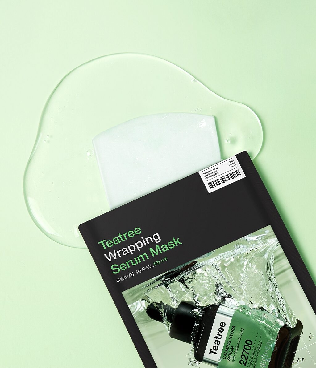 Тканевые маски для лица Mediheal Teatree Wrapping Serum Mask Calming Hydra, успокаивающие, для проблемной кожи, 10 шт — фото 4