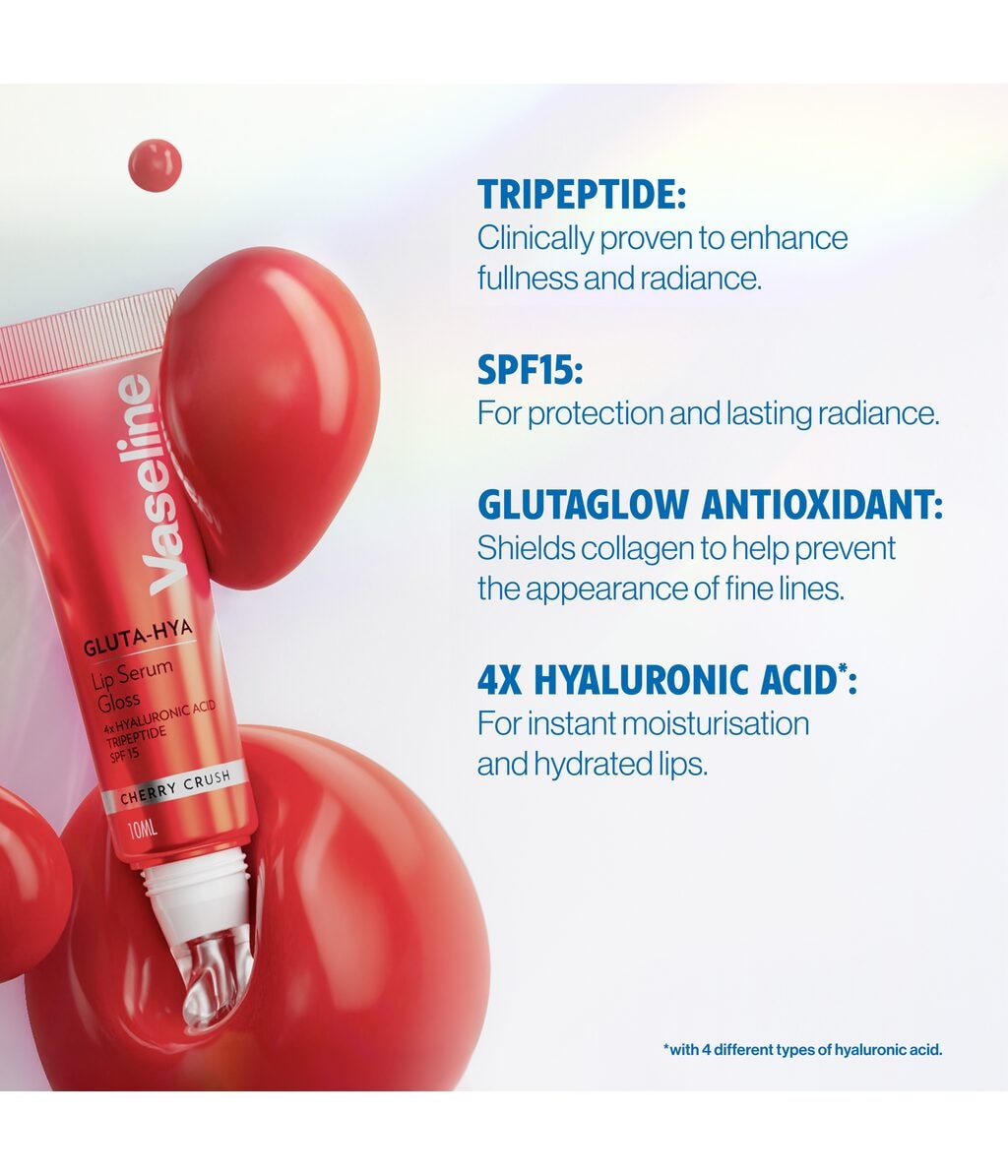 Блеск-сыворотка для губ Vaseline Gluta-Hya Lip Serum Gloss, увлажняющий, оттенок Rosy Pink, 10 г — фото 4