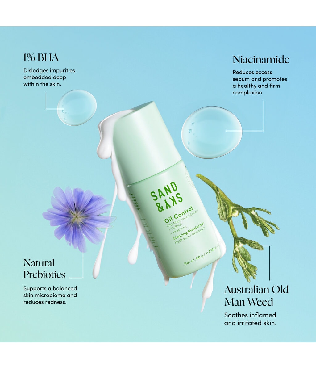 Крем для лица Sand & Sky Oil Control Clearing Moisturiser увлажняющий, матирующий, для жирной кожи, склонной к акне, 60 г — фото 4