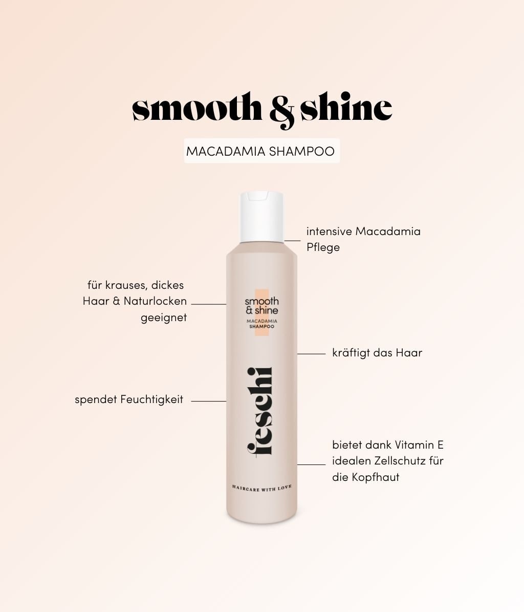 Шампунь Feschi Smooth & Shine Macadamia увлажняющий, для блеска, для сухих волос, 200 мл — фото 2
