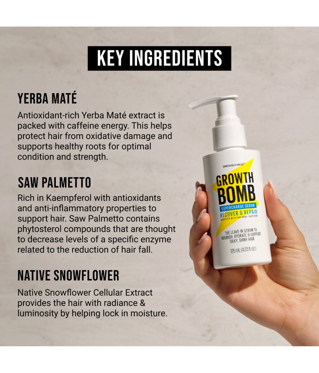 Сыворотка для волос Growth Bomb Supercharge Hair Growth Serum, несмываемая, восстанавливающая и увлажняющая, 125 мл — фото 4