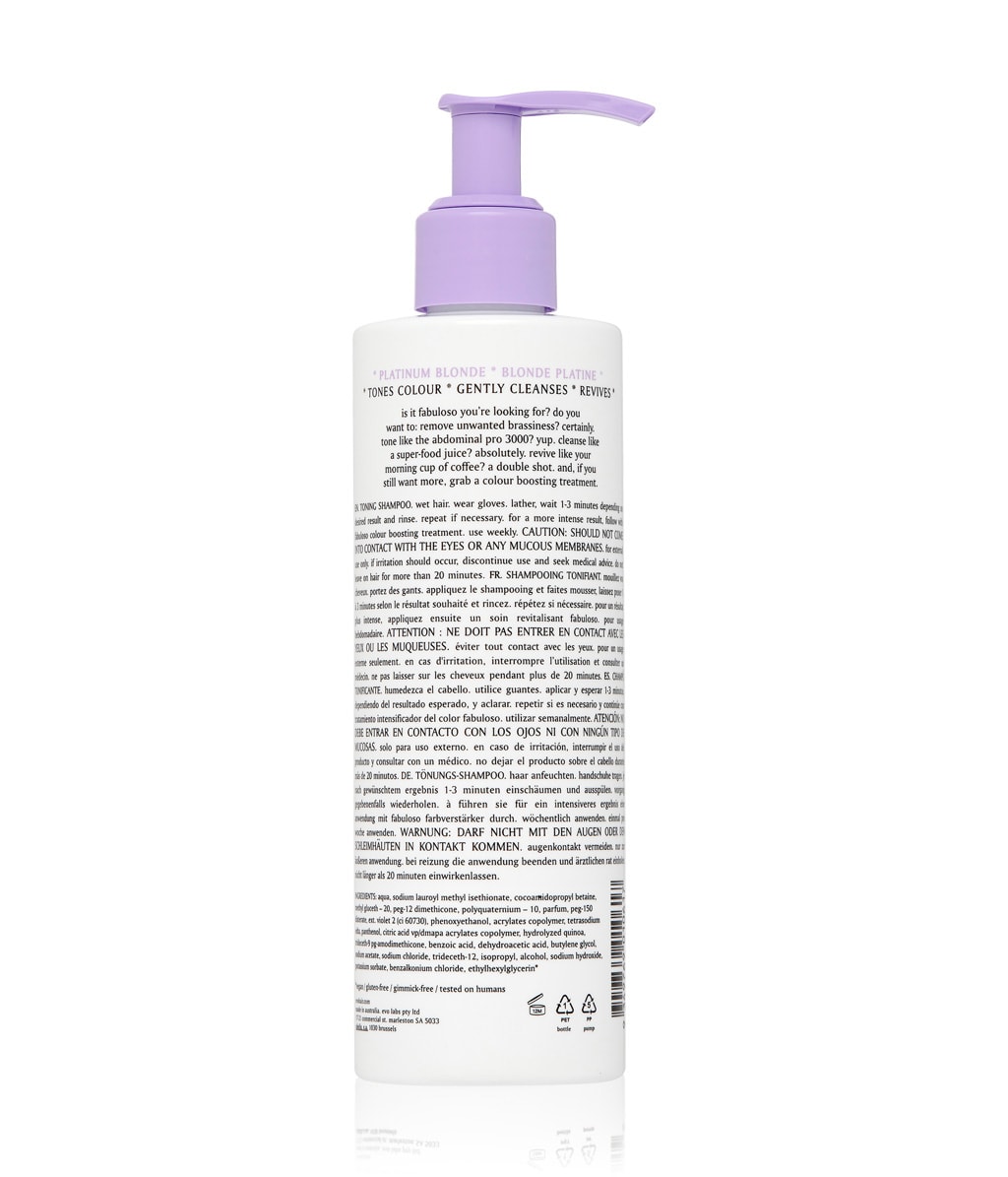Оттеночный шампунь Evo Fabuloso Platinum Blonde Toning против желтизны, для осветлённых волос, 250 мл — фото 2